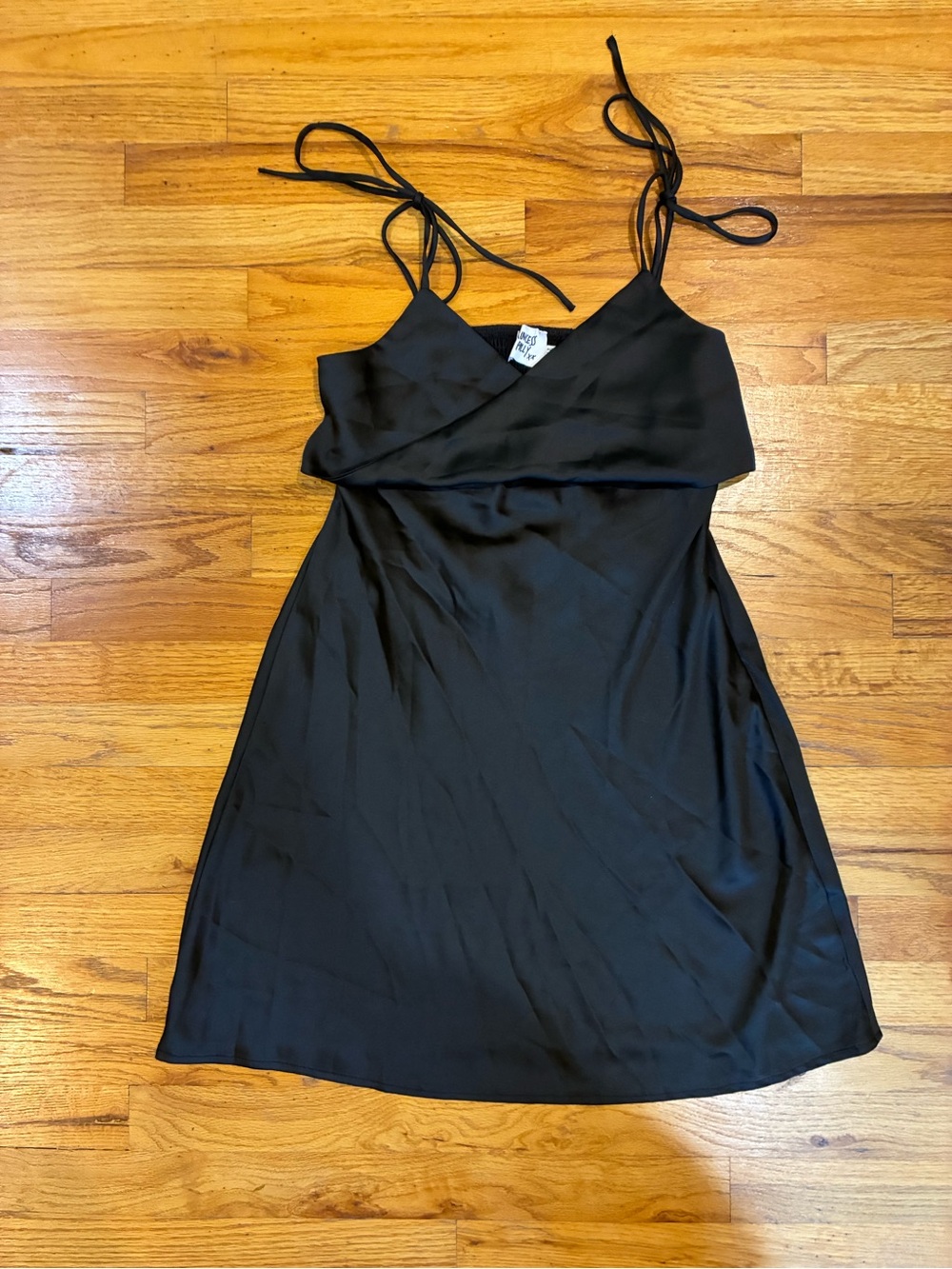 Princess Polly Black Satin Mini Slip Dress with Tie Straps